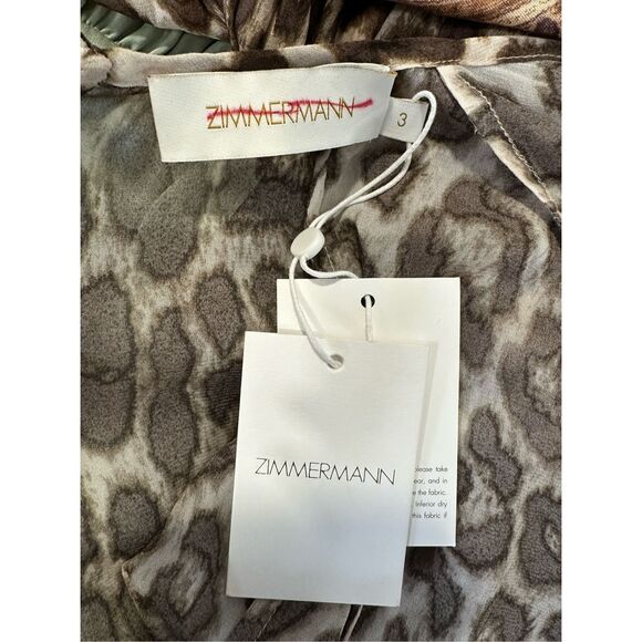 NWT Zimmermann Leopard Print Long-Sleeve Maxi-Dress SIZE 3 / US 10 $1050 - Picture 13 of 15
